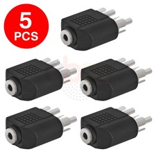 5 Pack 3.5mm Stereo Female Jack to 2 RCA Male Plug Audio Adapter 2-Way Splitter