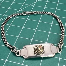 Antique Vintage Knights Templar Masonic 14k Sterling Link Bracelet LGB Balfour