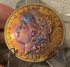 1887 S MORGAN SILVER DOLLAR GEM BU PROOF LIKE  RAINBOW TONED — photo 7
