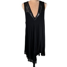 NWT Lane Bryant Black Sequined Mini Dress Sz 22/24 Sleeveless Asymmetrical
