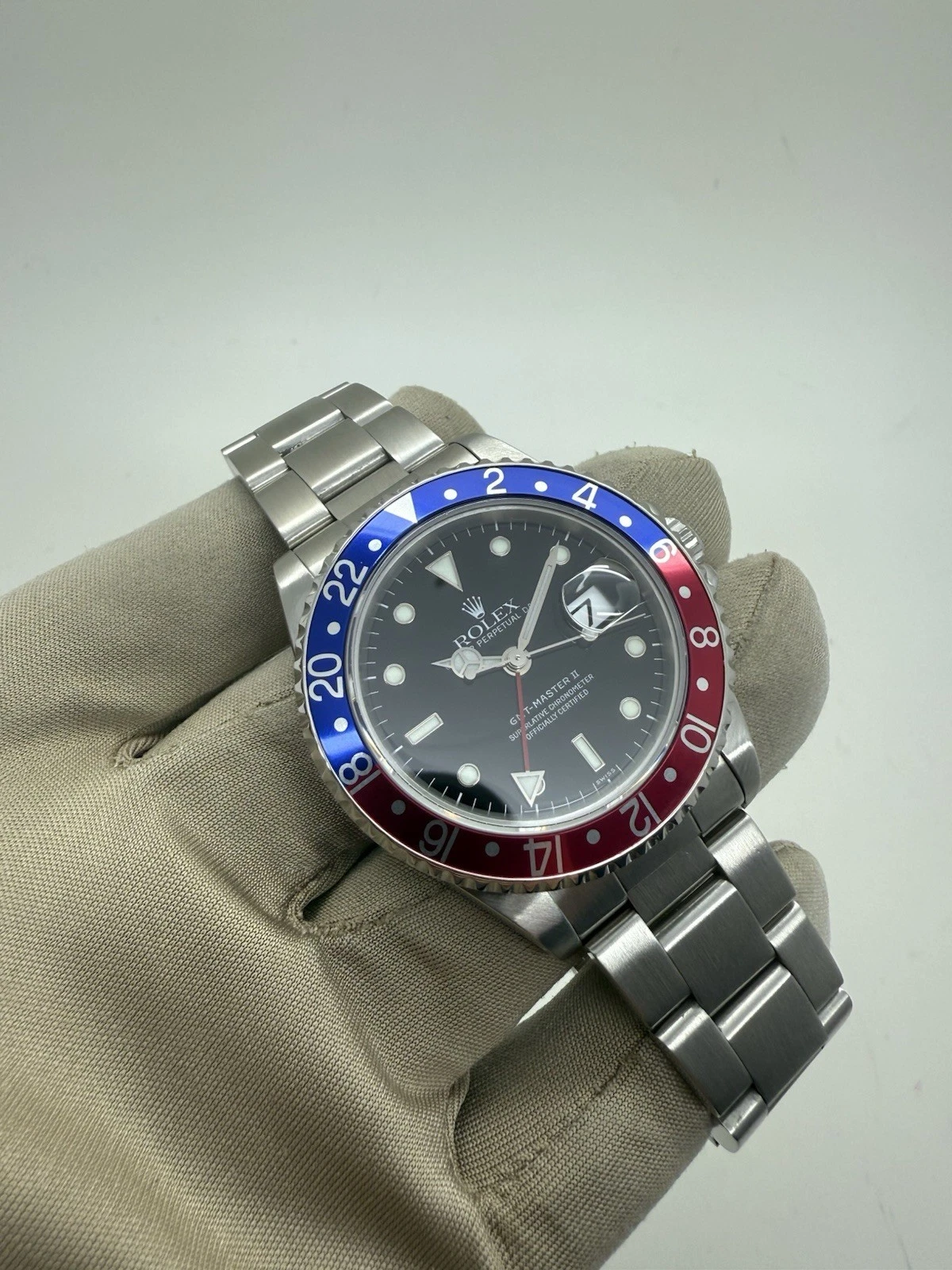 1997 Rolex GMT Master II Steel 40mm Pepsi Coke Automatic Oyster Watch 16710 B+P