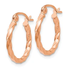 14k Rose Gold Twisted Hoop Earrings TF605