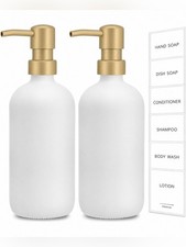 White Soap Dispenser, 2 Pack Hand Soap Dispensers Bathroom Plastic 17 fl oz