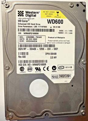 Western Digital WD600BB-75CAA0 WD Caviar Enhanced IDE Hard Drive 60GB WD600
