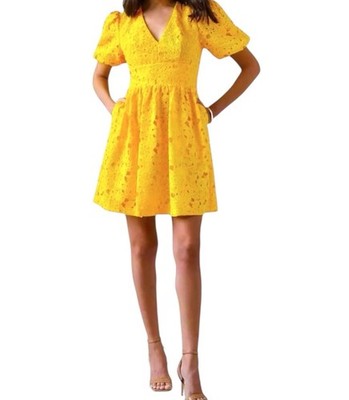 Prabal Gurung For JCPenney Yellow Puff Sleeve V-Neck Floral Party Dress  Size 4 | eBay