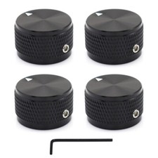 4pcs Black Guitar Knobs Aluminum Alloy Volume Audio Potentiometer Control Knobs