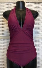 NWT Cupshe Womens One Piece Swimsuit Size XS Maroon Halter