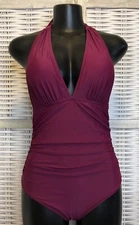 NWT Cupshe Women's One Piece Swimsuit Size Small Maroon Halter