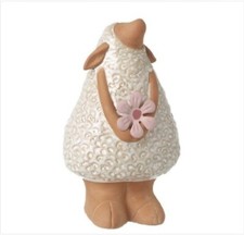 SMALL STANDING CERAMIC SHEEP WITH FLOWER Ornament Home Decoration Figure Gift