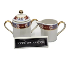 Fitz & Floyd NISHIKI Sugar Bowl & Creamer Set MINT Imari Gold Trim