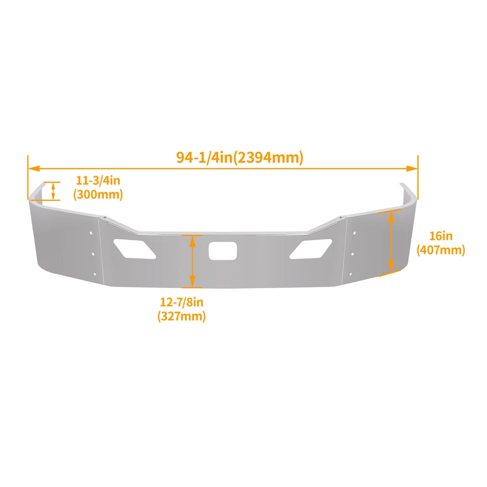 Chrome Front Bumper Assembly For Kenworth T680 2011-2022 w/Brackets Steel Silver Foto 4 de 4