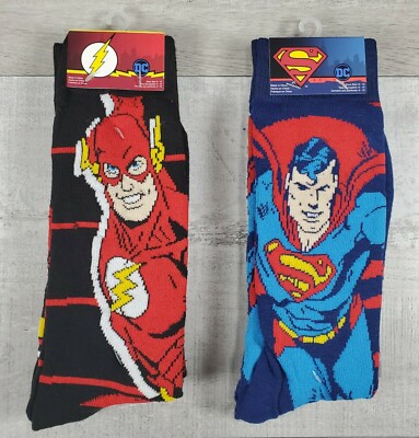HYP DC Comic Socks Superman And The Flash 4 Pairs Of Socks Size 6 - 12 NEW