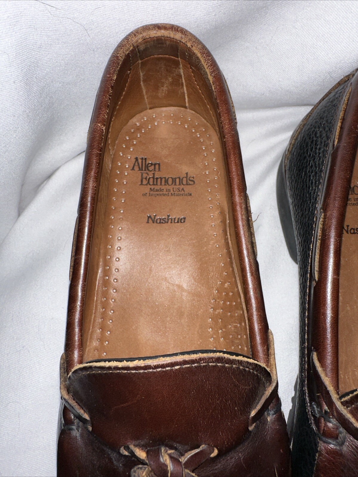 SAOLA Scarpe slip on Allen Edmonds Nashua da uomo in pelle taglia 10D 42250 con nappe