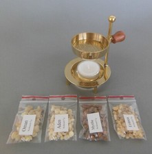R&auml;ucherst&ouml;vchen mit Sieb + 4x Weihrauch Oman Aden Myrrhe Harze SET R&auml;ucherset AR