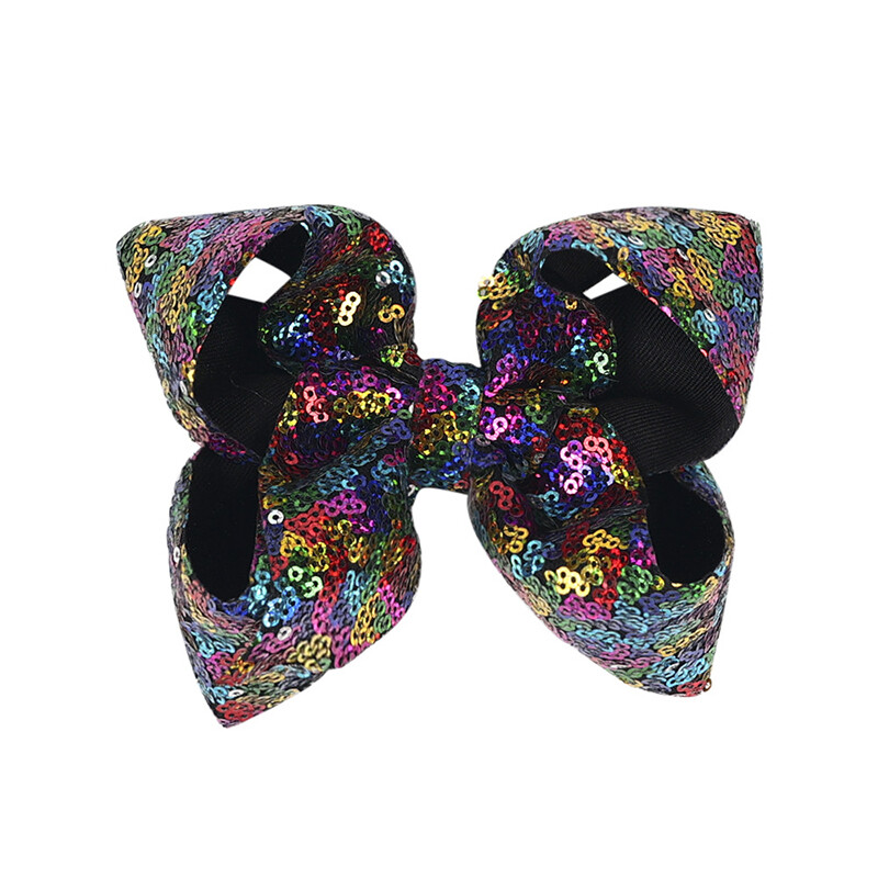Lange Pailletten-Schleifen-Clips Für Damen & Mädchen – Große Glitzer-Haarspangen, Silber, 17,8 X 35,6 Cm