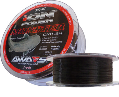 Wels Angelschnur monofil Nylon AWA SHIMA ION POWER MONSTER  300 m  TOP aus Japan