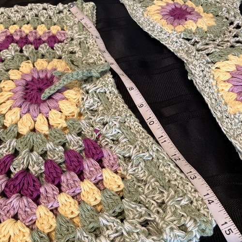 Summer Crochet Crop Tank Cheeky Shorts Set Granny Squares Sexy M High Waist - Picture 10 of 15