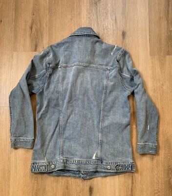 Lucky Brand Blue Denim Distressed Jacket Cotton Blend Womens Style