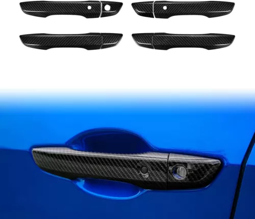 Cubiertas de manija de 4 puertas con llave inteligente delantera aspecto fibra de carbono para Honda Civic 2016-2021 - Imagen 6 de 10