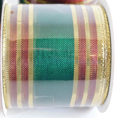 4 Christmas Crafting Ribbon Bowtique Wire Edge 2.5 x 3yd Green Red Gold New - Picture 2 of 4