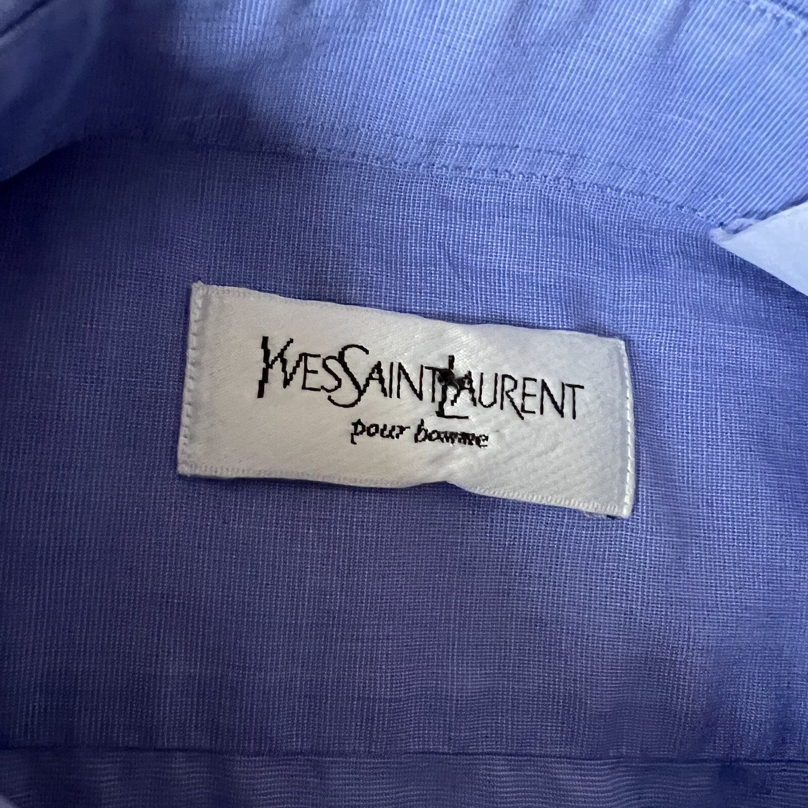Yves Saint Laurent YSL camicia blu con bottoni uomo taglia 39 manica lunga 15 5