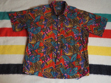 VTG 90s Woolrich Hotel California Beach Hawaiian Camp Pocket Button Shirt XL