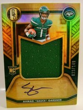 AHMAD SAUCE GARDNER RC #23 /149 AUTO RELIC GOLD STANDARD PANINI FOOTBALL 2022