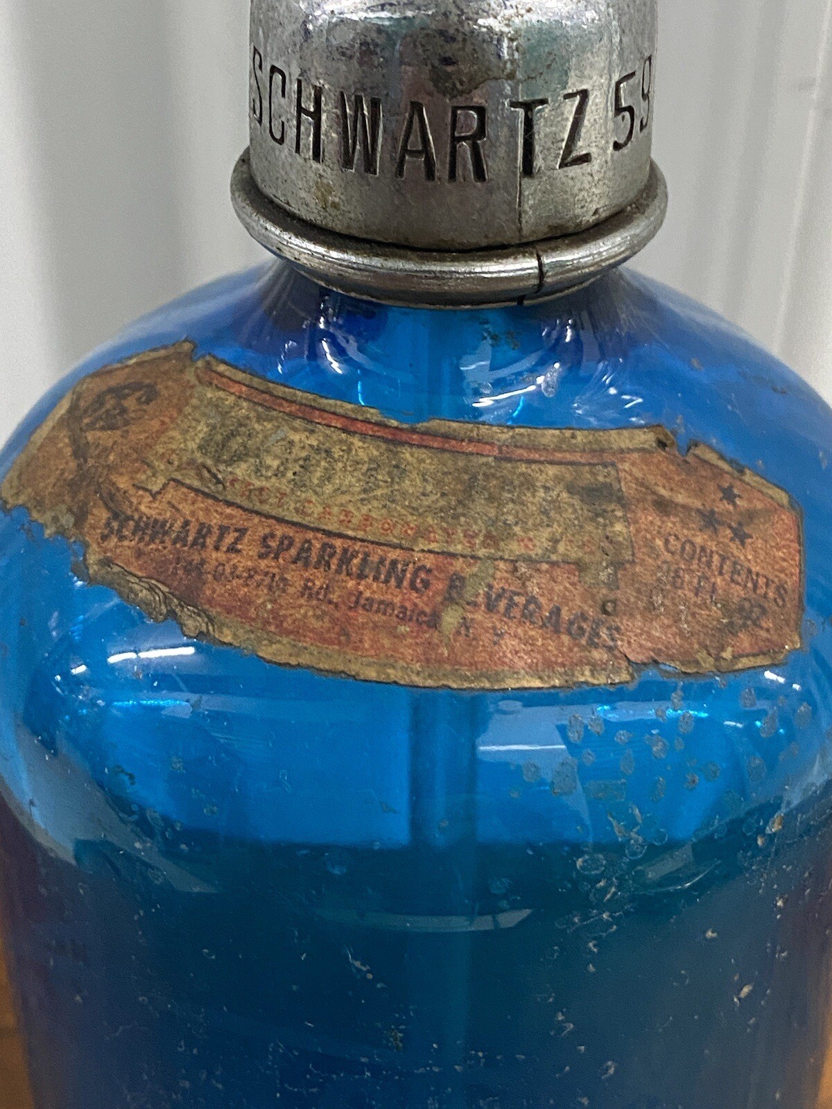 Vintage Brooklyn Schwartz Blue Glass Seltzer Bottle eBay
