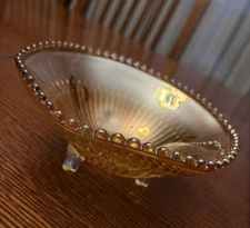 Iridescent Vintage Jeanette Marigold Carnival Glass Candy Dish 6"