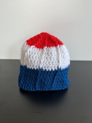 vintage 70s beanie hat red white and blue striped stocking  display picture 1
