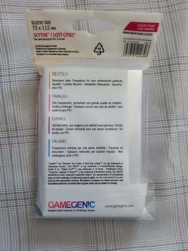 Gamegenic 72x112mm Scythe/Lost CitiesCard Sleeves (60pcs) ASMGG1043 - Picture 2 of 2