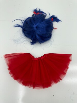 Blue Hair & Red Tutu 2 Piece Costume Set Girls One Size
