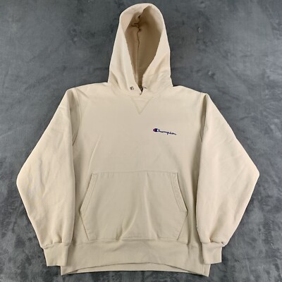 Vintage 90s Champion Hoodie Sweatshirt Pullover Beige M USA Vintage 90s Champion Hoodie Sweatshirt Pullover Beige M USA