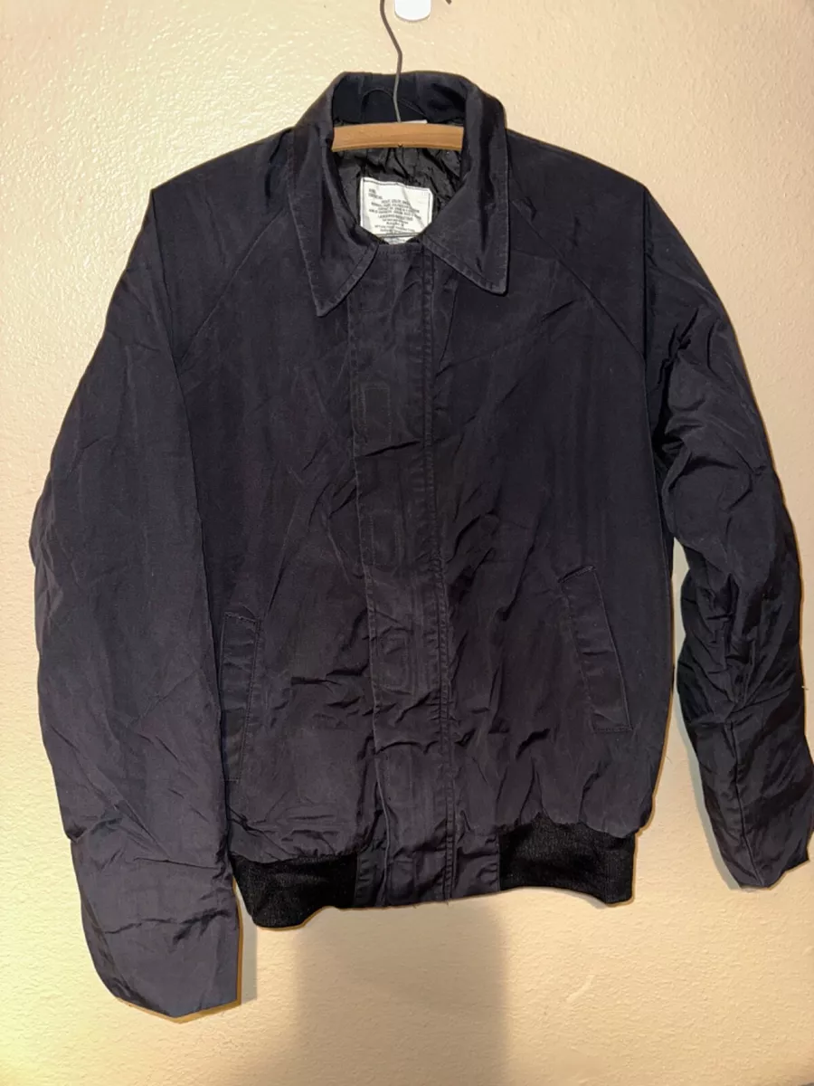 Vintage US Navy Black Unisex Utility Jacket Small Long Military Deck Coat