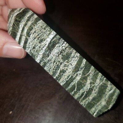 Swiss Opal Green Zebra Jasper Tower Point 3.46in, 79g