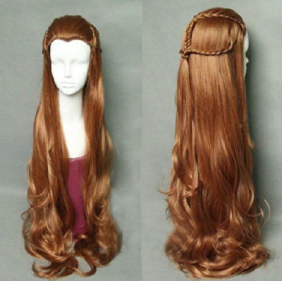Brown Braid Wavy Wig For Cosplay Elf Tauriel Hair Costume Play