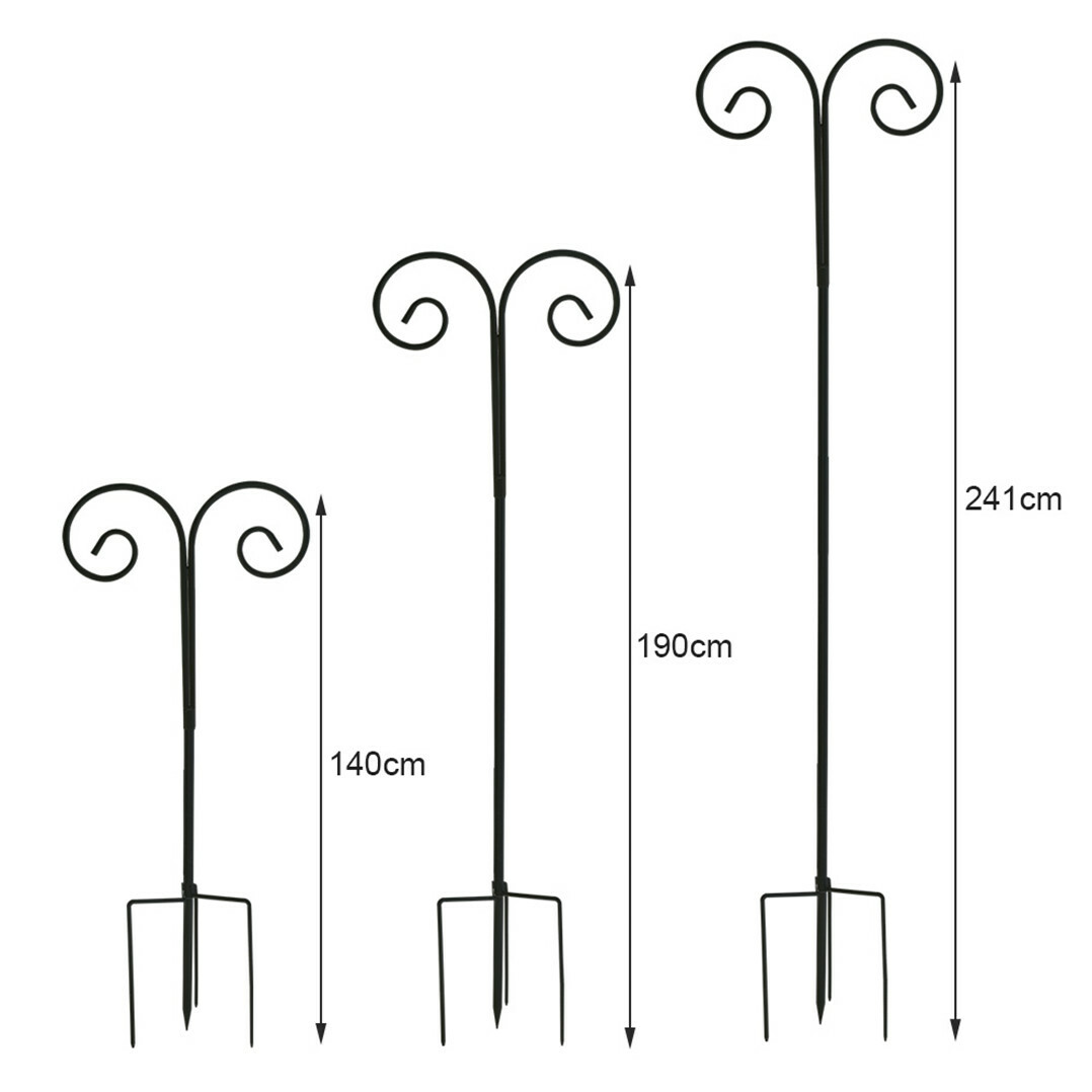 2PCS Tall Shepherd Crook Hook Thick Bird Feeder Pole Garden Hanging Plants Decor