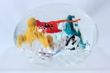 DYNASTY GALLERY Stingray Sea Life Art Glass Large 4" Paperweight