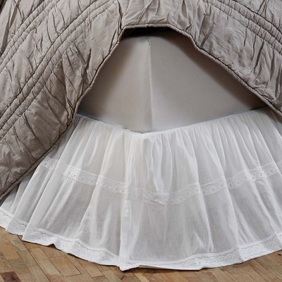 QUINN WHITE King Bed Skirt Dust Ruffle Gossamer Lace ...