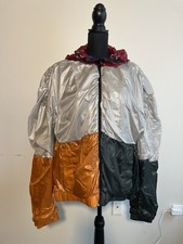 Y/project Unisex Color Block Bomer Light Grey/red/orange Gloss Nylon