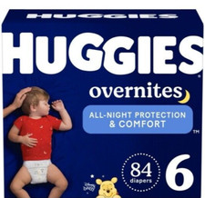 Huggies Overnites Diapers Size 6 - 84 Count, Overnight 35 lbs