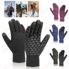Warm Winter Gloves Touch Screen Knit Thick Full Finger Windproof Thermal Mittens