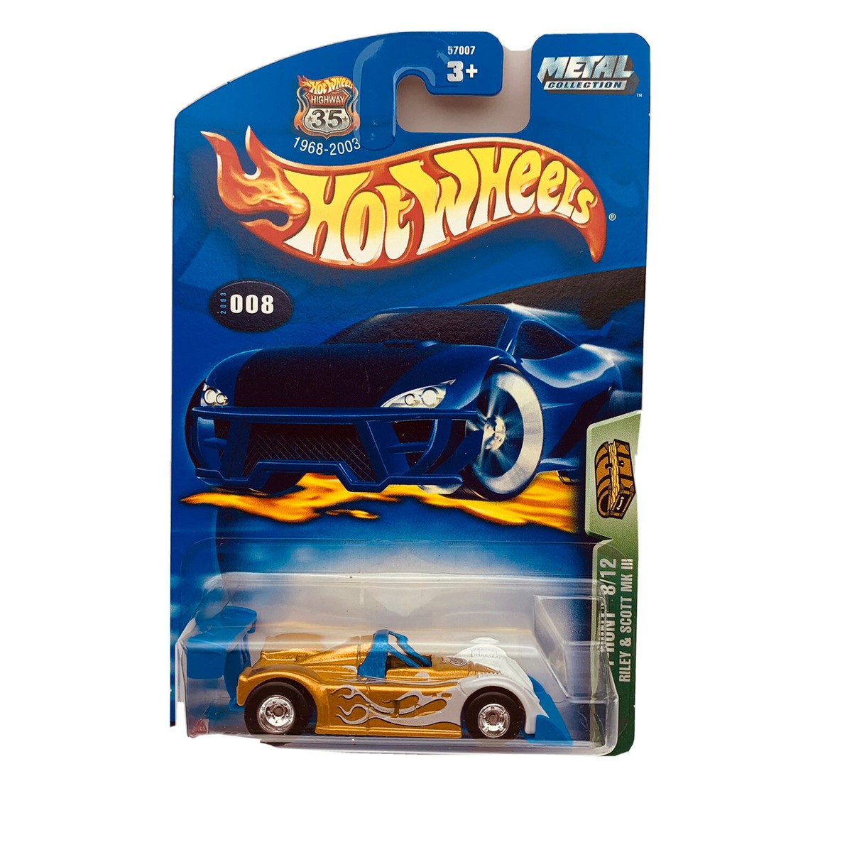Hot Wheels 2003 Treasure Hunt #8 Riley & Scott MK Gold White Blue