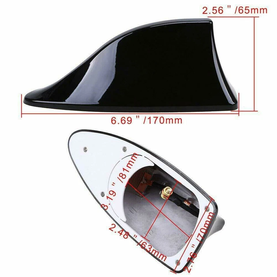 Black Universal Car Roof Radio AM/FM Signal Shark Fin Style Aerial Antenna Cover - Image 2 of 4