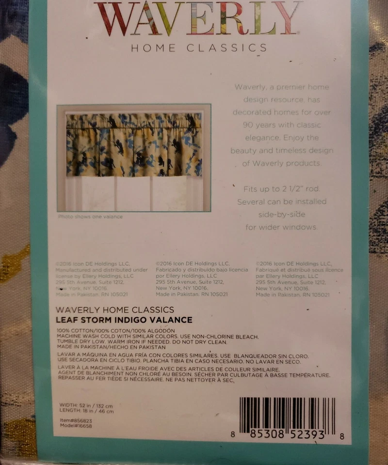 Waverly Home Classics Leaf Storm Valance W52" x 18"L New - Image 4 of 4