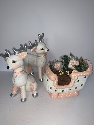 Vintage Kimple Ceramic Reindeer & Sleigh 3 Piece Set | eBay