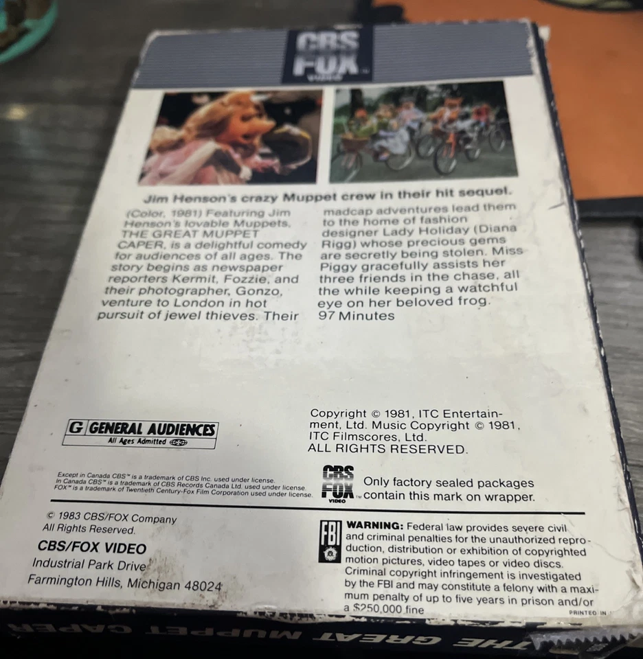 The Great Muppet Caper Original CBSFox Big Box VHS - Image 3 of 3