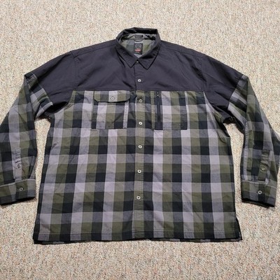 Wrangler ATG Shirt Mens 2XL Plaid Button Up Long Sleeve All Terrain Gear Outdoor