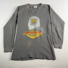 Vintage Harley Davidson Eagle Graphic Waffle Knit Thermal Shirt Grey Large USA