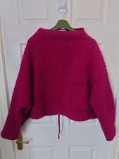 Thanny @ Sahara Chunky Jumper Boxy Short Wide Pocket Free Size Raspberry Pink 